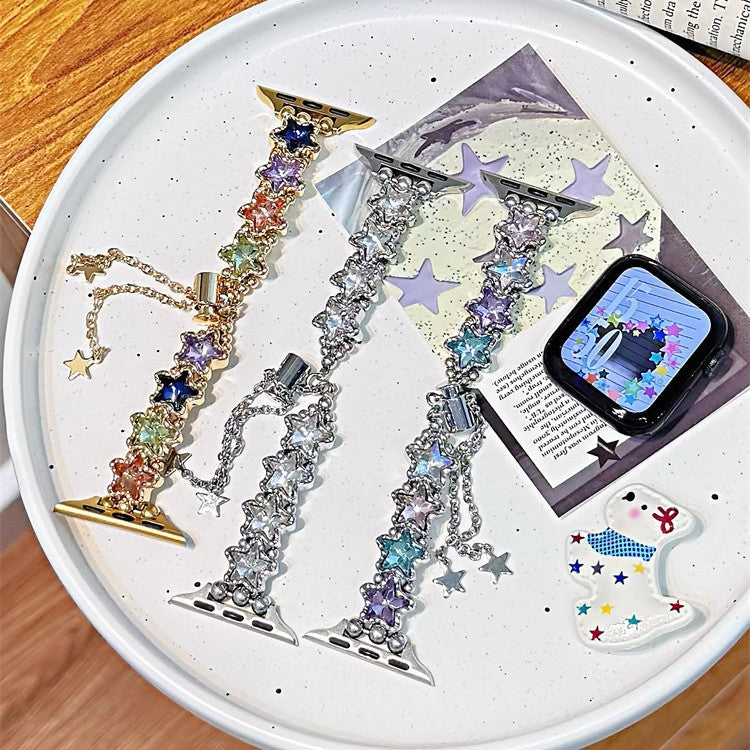 Colorful Rhinestone Star Chain Watch Band - image 2