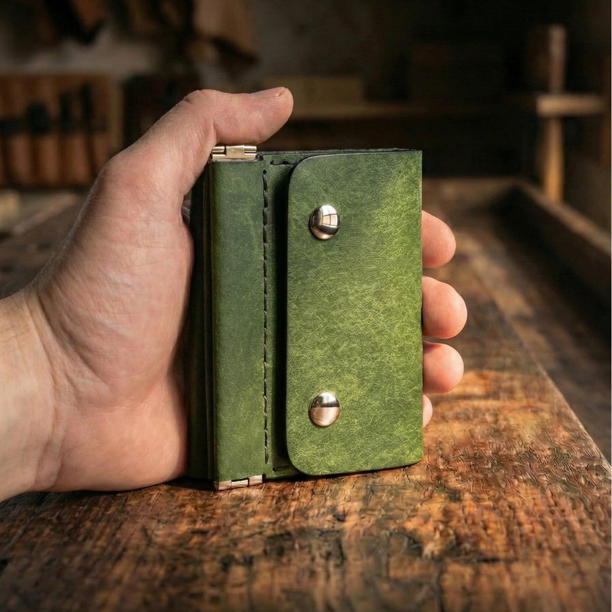 Retro Compact Leather Trifold Wallet - image 2