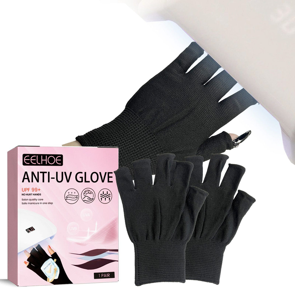 EELHOE Fingerless Manicure Gloves, 2 Pieces - image 8