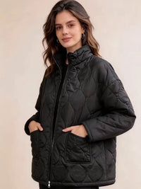 Plus Size Stand Collar Quilted Mid-Length Coat - image 2