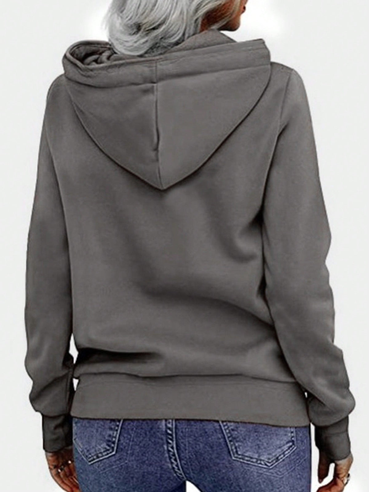 INAWLY Split Collar Zip-Up Hoodie Sweatshirt - image 2