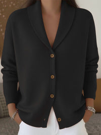 Women's Loose Knit Notch Lapel Long Sleeve Cardigan - image 7