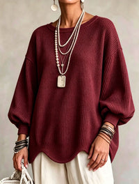 Lantern Sleeve Top with Wavy Hem - image 10