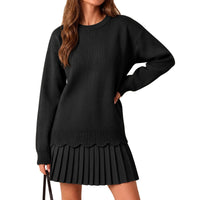 Scalloped Knit Sweater and Pleated Mini Skirt Set - image 6