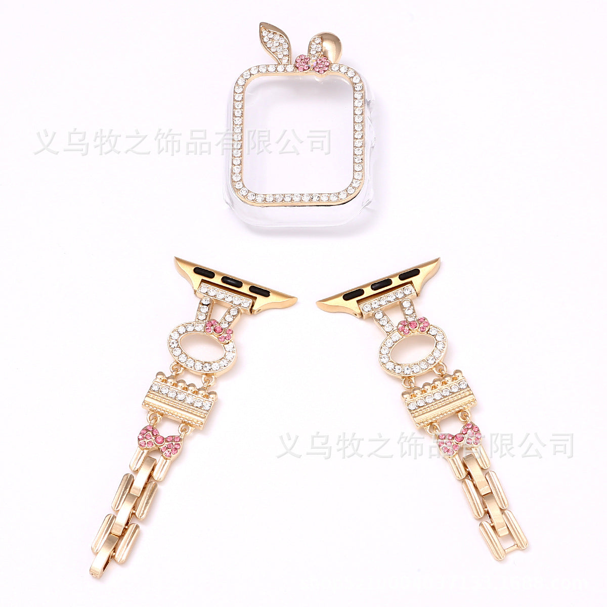 Rabbit Rhinestone Metal Band Compatible with Apple Watch