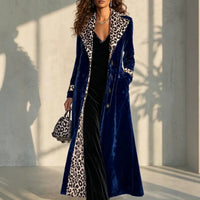 Retro Leopard Print Color Block Trench Coat - image 4
