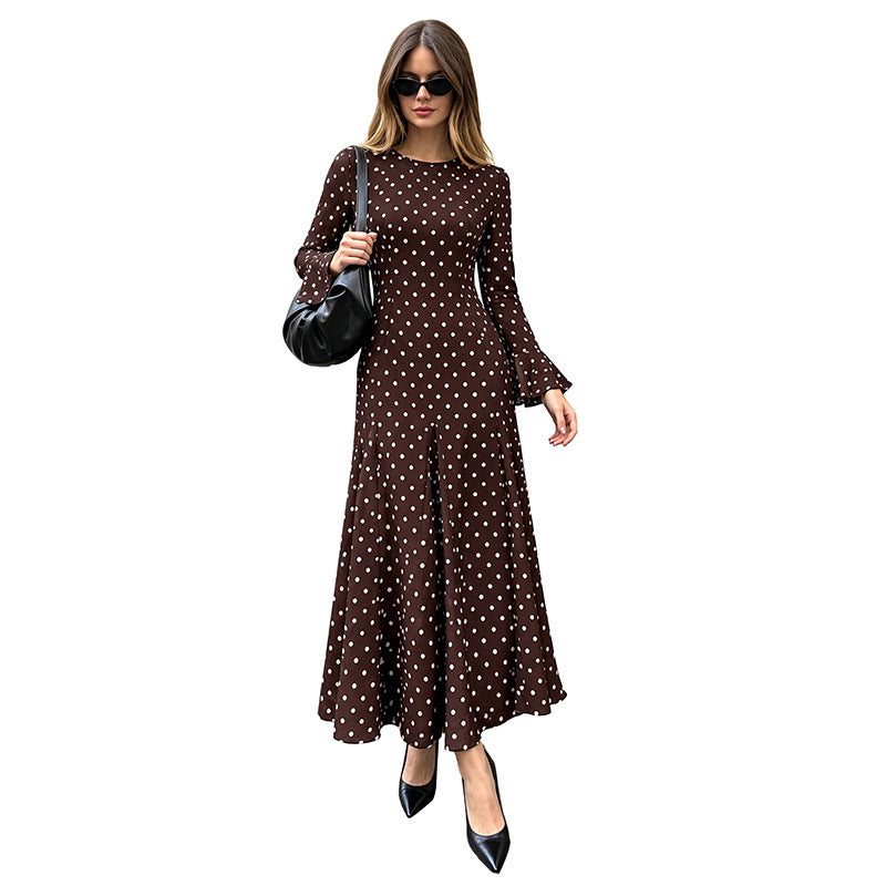 Bell Sleeve Polka Dot Belted Dress - image 5