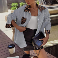 Camisa con botones combinada de leopardo y rayas - image 2