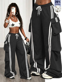 Drawstring Wide Leg Cargo Pocket Pants - image 6