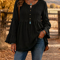 Lace-trimmed Loose-fit Shirt With Tassel Patchwork Top - image 2