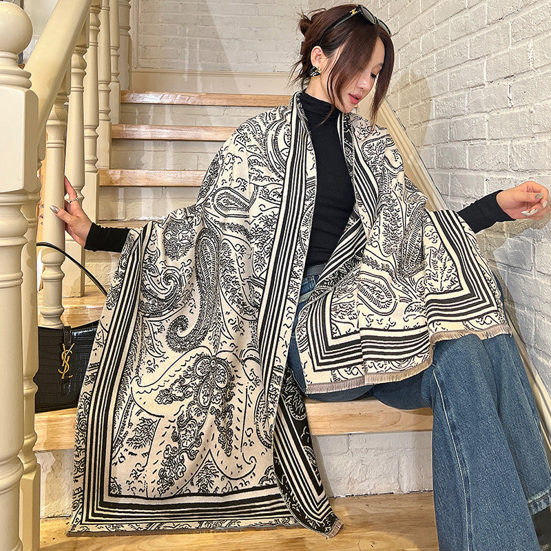 Female Versatile Fashion Thickened Warm Cashmere Scarf - image 9
