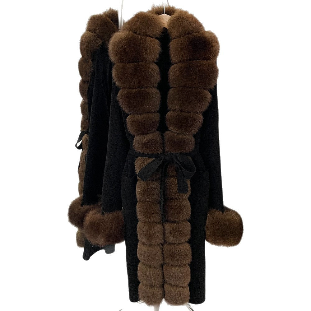 Long Knit Faux Fur Coat - image 5