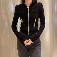 French Style Black and White Knit Cardigan - image 3