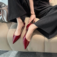 Pointed Toe Soft Leather Low Cut Pumps - image 1