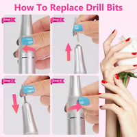 Portable Electric Nail Drill Bit 45000 RPM With 11 Bits Base Waist Clip Cordless Rechargeable Nail File Machine For Professional Salon Home Acrylic Nails Remove Nail Gel Polish Manicure - image 6