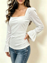 Velvet Square Neck Bell Sleeve Top - image 11