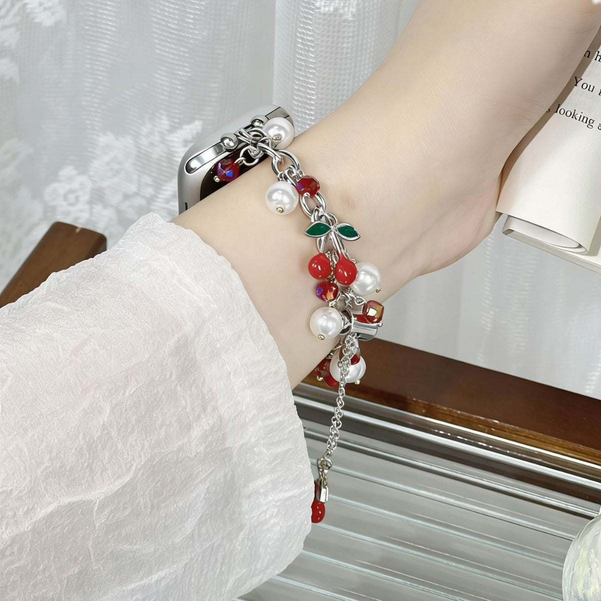 Pearl Cherry Metal Chain Watch Band - image 3
