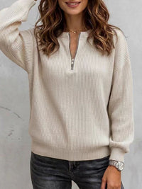 Women's Zip-Up Long Sleeve Loose Top - image 7
