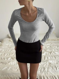 U-Neck Slim Fit Long Sleeve Base Top - image 2
