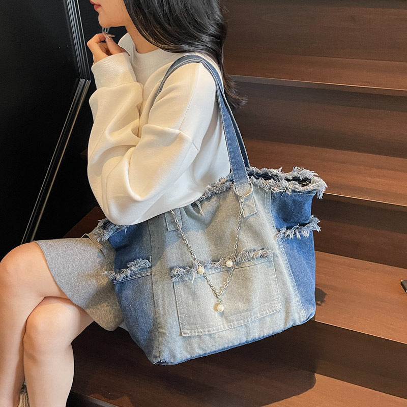 Ombre Denim Shoulder Bag - image 4