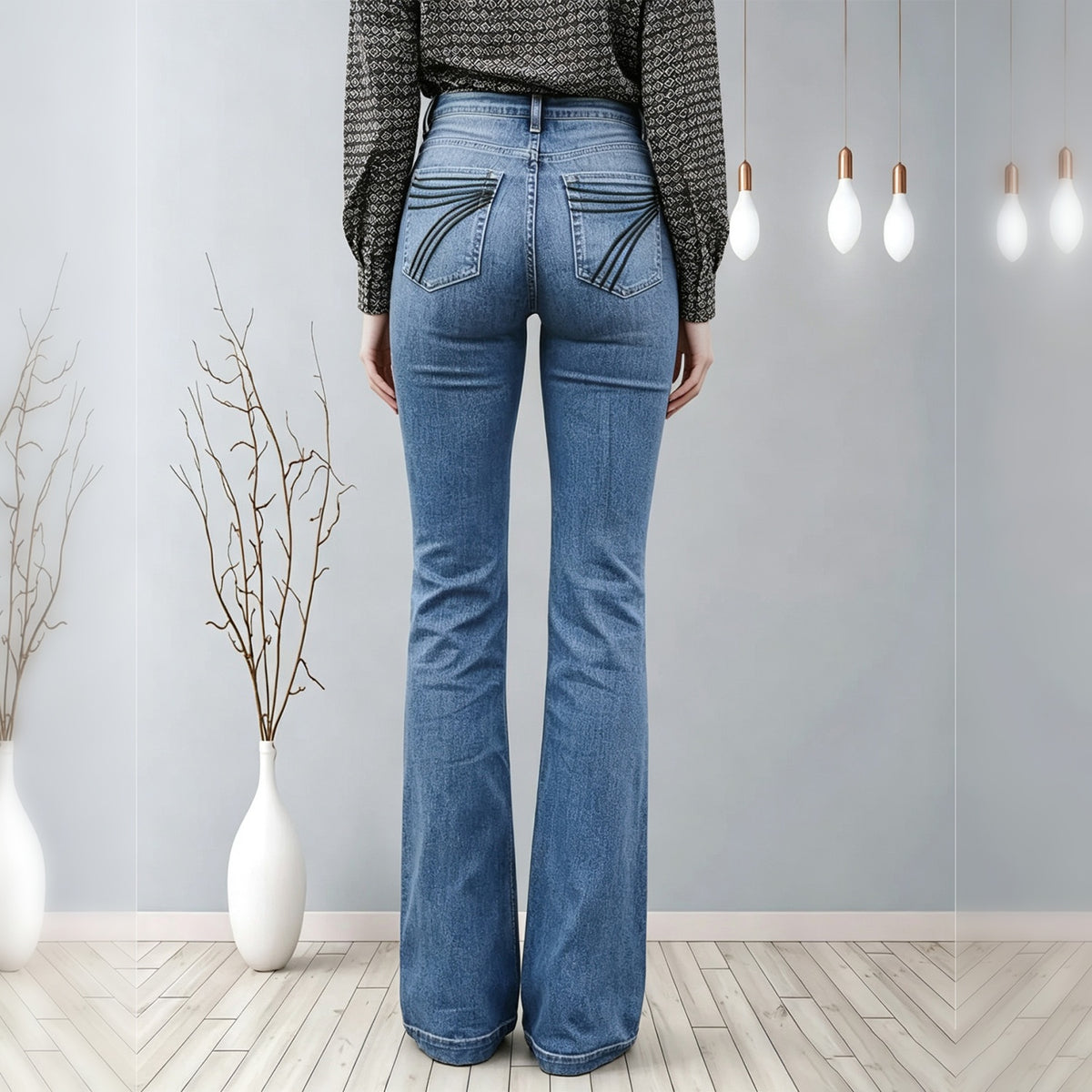 Medium Wash High-Waist Flare Jeans - image 2