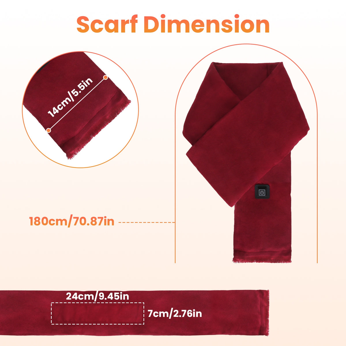 1Pc Electric Heated Winter Scarf USB Heating Neck Wrap Unisex Heated Neck Shawl Soft Warm Scarves With 3 - image 6