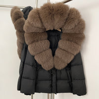 Faux Fur Collar Mid-Length Puffer Jacket - image 1