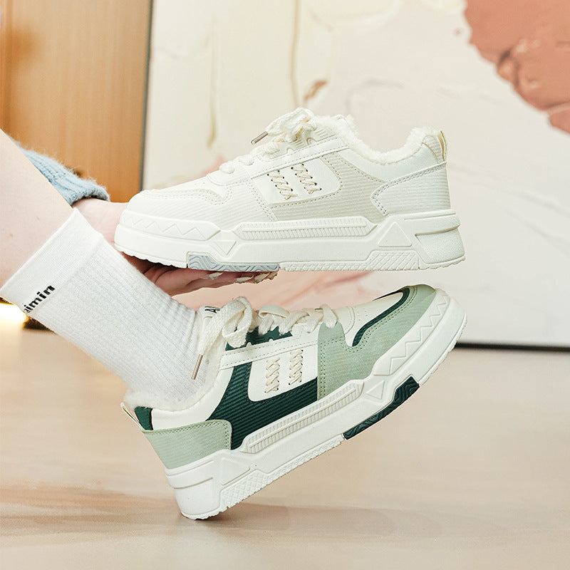 Women's Fleece-Lined White Canvas Sneakers - image 4