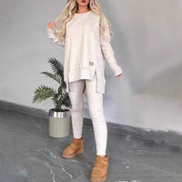 Conjunto de casa de 2 piezas: sudadera con abertura lateral y leggings - image 1