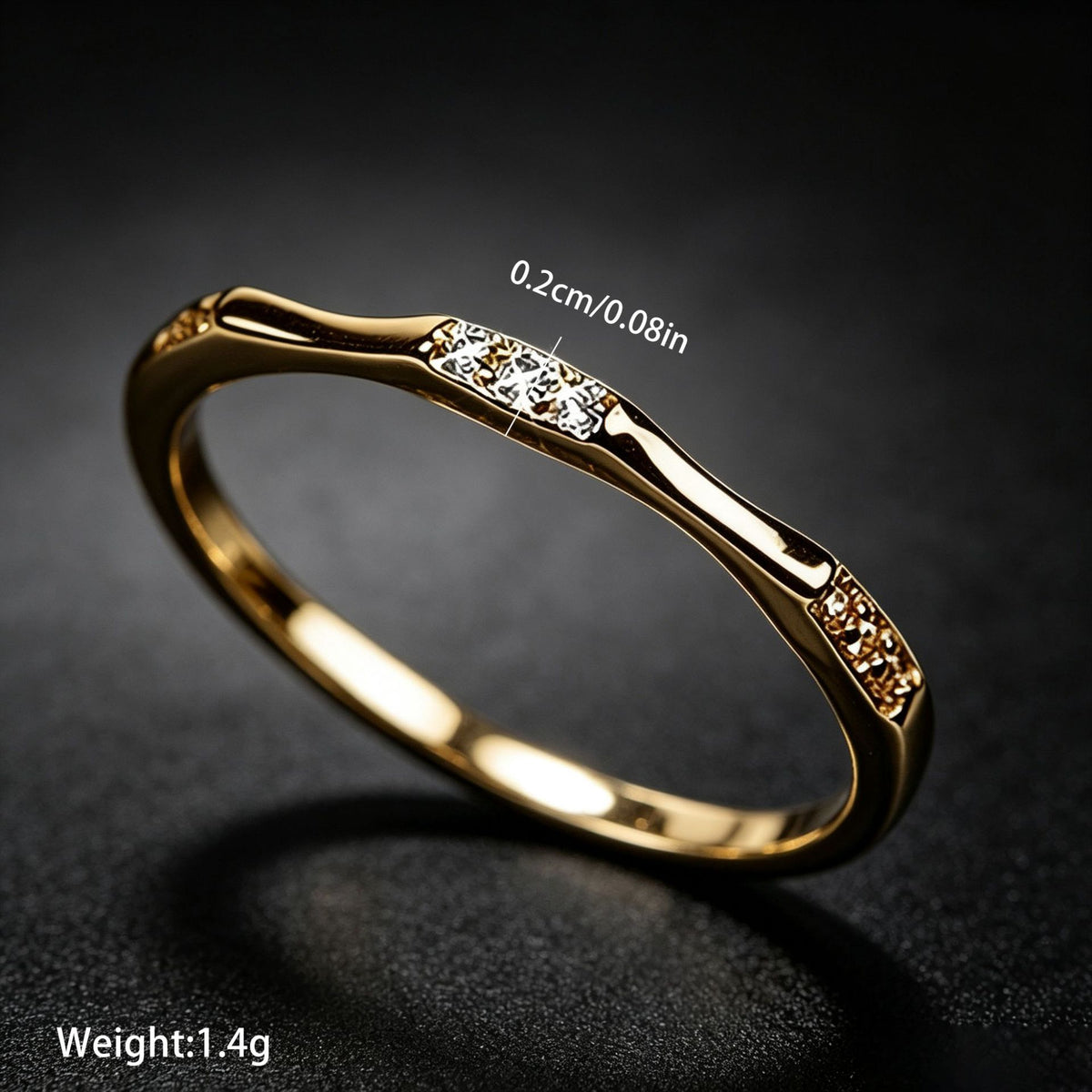 Ultra-Thin Bamboo Rhinestone Ring - image 2