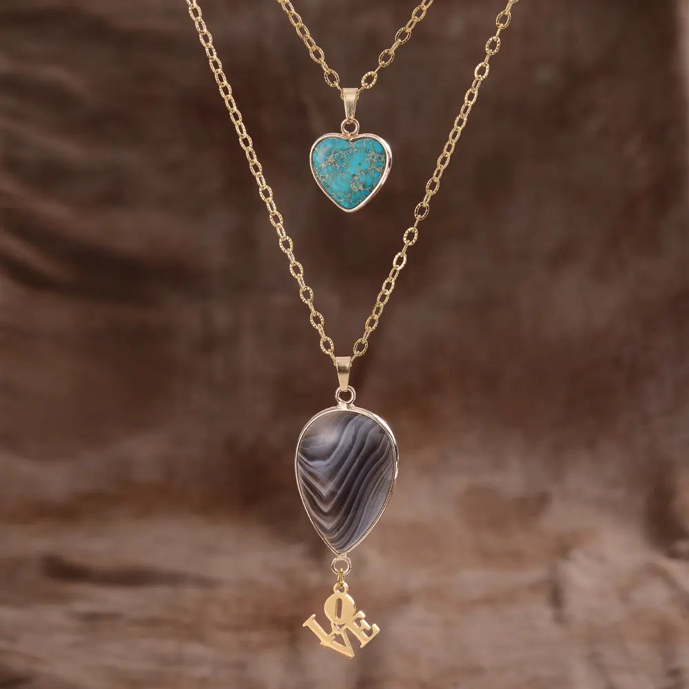 Collar con colgante de doble cadena y piedra de luna - image 4