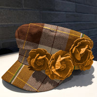 Gorra boina de cuadros con flores - image 3
