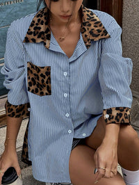 Camisa con botones combinada de leopardo y rayas - image 7