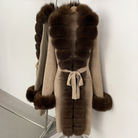 Long Knit Faux Fur Coat - image 1