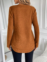 Casual Warm Solid Color Round Neck Teddy Sports Shirt - image 3