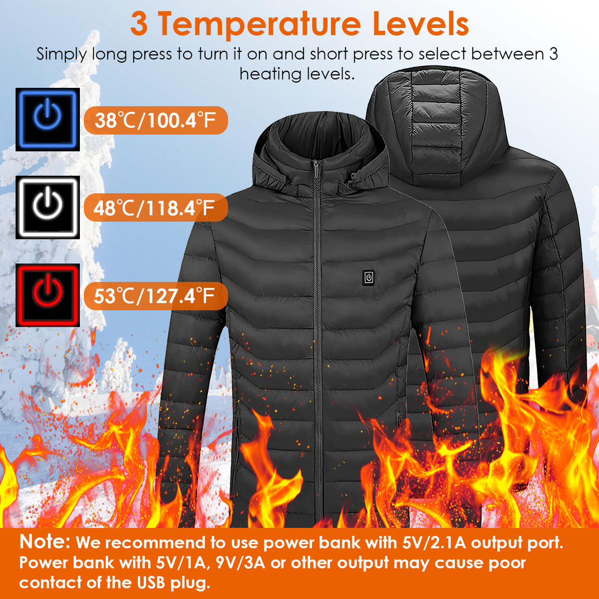 Heated Hooded Puffer Jacket with 8 Heating Zones - image 5