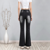 High-Waist Distressed Faded Black Flare Jeans - image 5