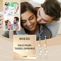 Hoexe Gold Pearl Tassel Earrings - image 4
