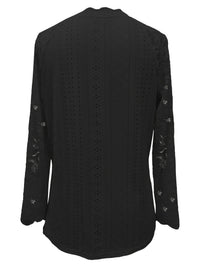 Contrast Lace V-neck Eyelet T-Shirt - image 6