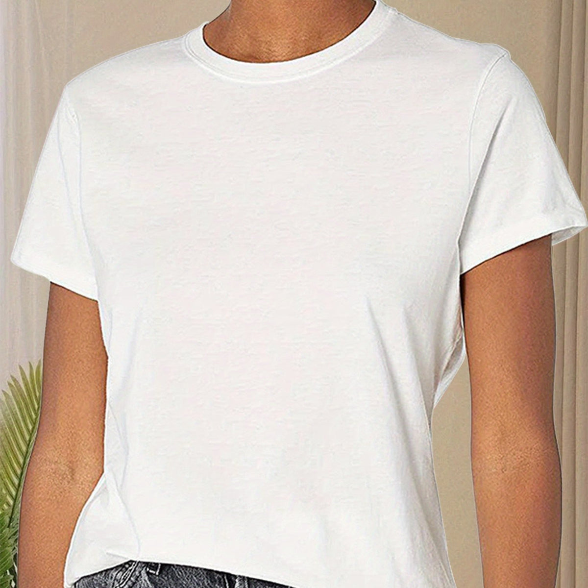 Casual Women's Round Neck Short Sleeve Sports Pure Cotton T-shirt