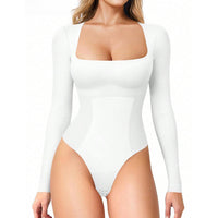 Women's Long Sleeve Square Neck Tummy Shaper Bodysuit Sexy Slimming Elegant Lingerie - image 7
