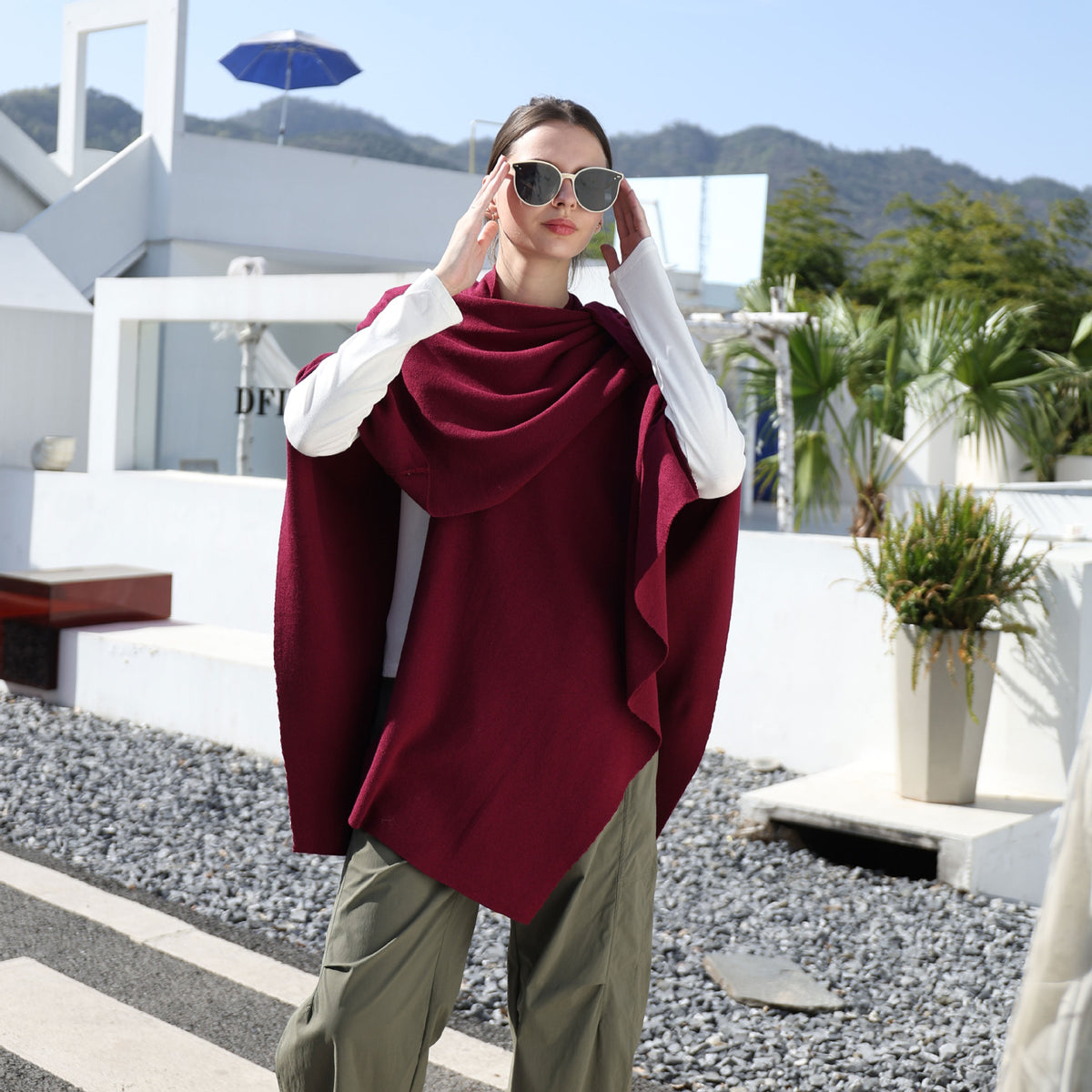 Solid Color Simple Side Strap Shawl Knitted Shoulder Strap - image 3
