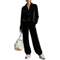 Ruffle Neck Velvet Long Sleeve Lounge Set - image 4