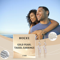 HOEXE Pearl Accent Tassel Earrings, 1 Pair - image 8