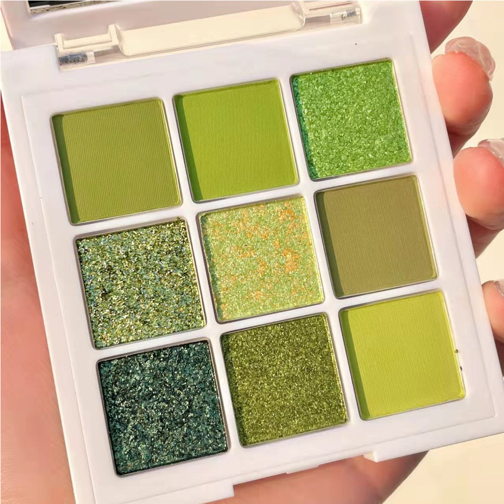 9 Color Green Eyeshadow Palette, Matte and Shimmer - image 2