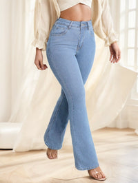 Women's Button Front Pocket Simple Design Casual Denim Long Pants - image 6