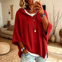 Loose Knit Hooded Pullover with Drawstring - image 4