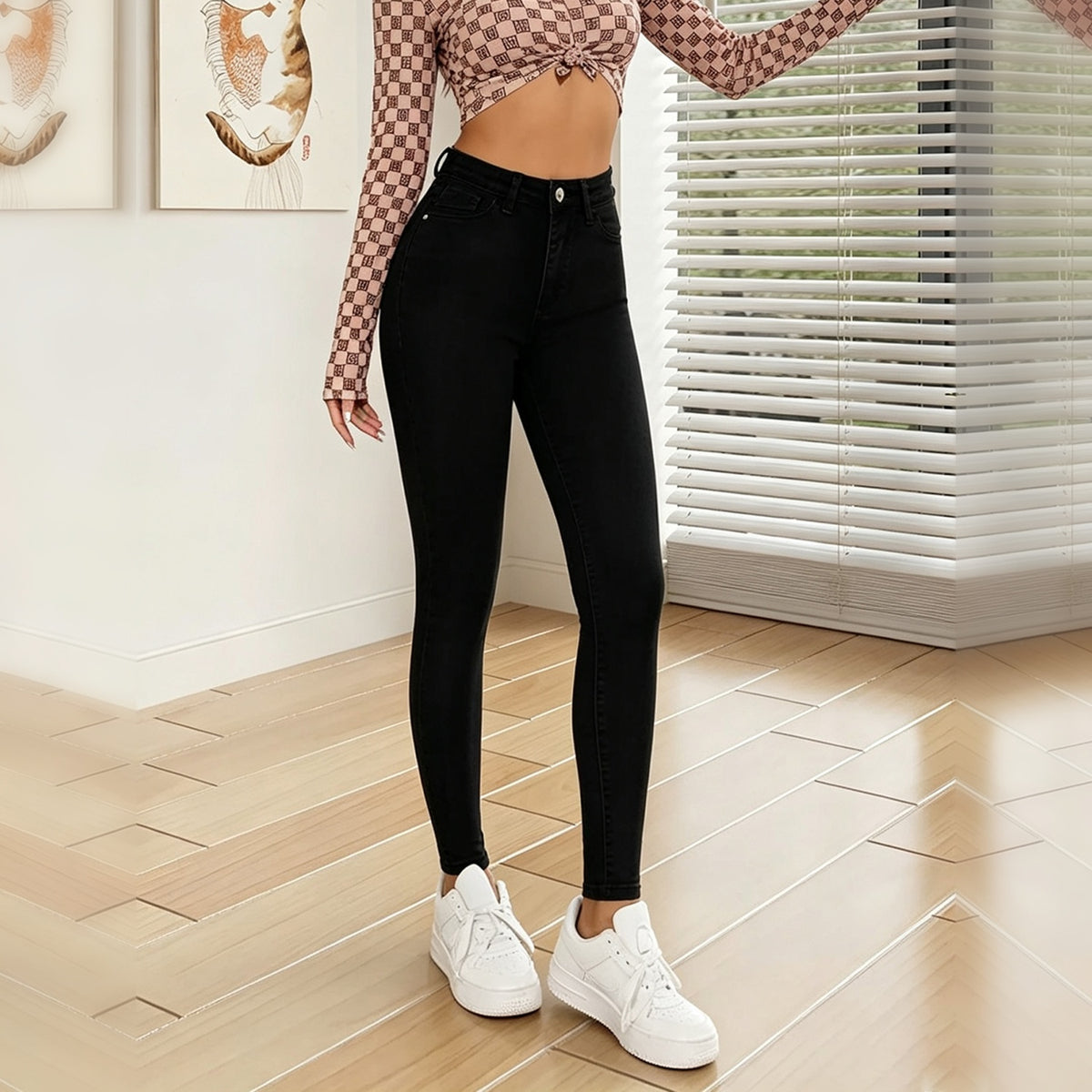 Jeans skinny negros de tiro alto al tobillo - image 3