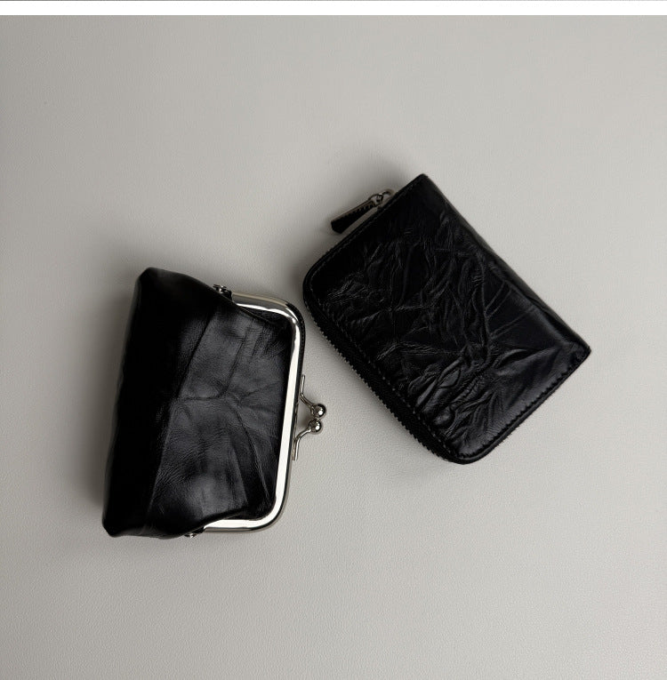 Retro Pleated Leather Coin Purse - image 7