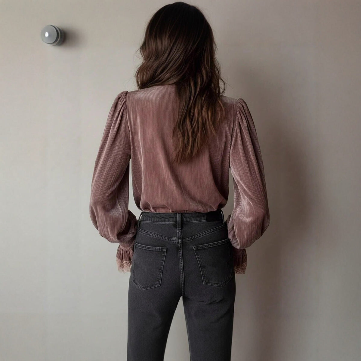 Women's Vintage Velvet V-Neck Blouse - image 3